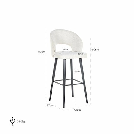 Krzesło do baru Savoy S4562 WHITE BOUCLE Richmond Interiors biały czarny