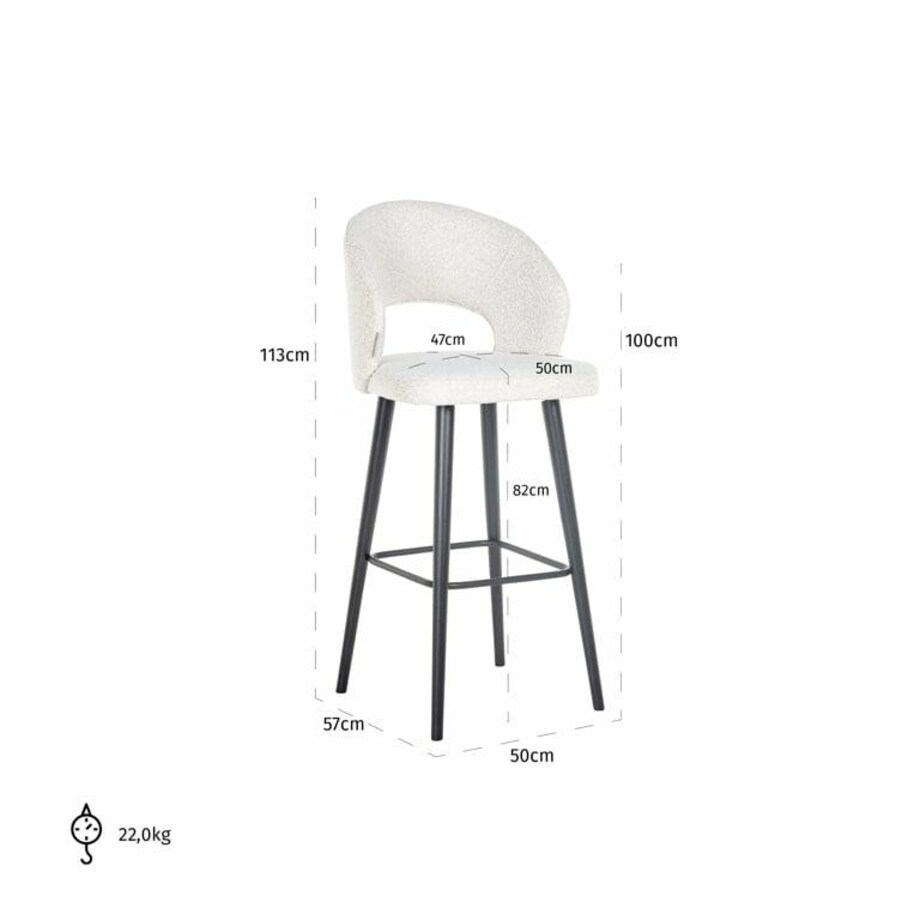 Krzesło do baru Savoy S4562 WHITE BOUCLE Richmond Interiors biały czarny