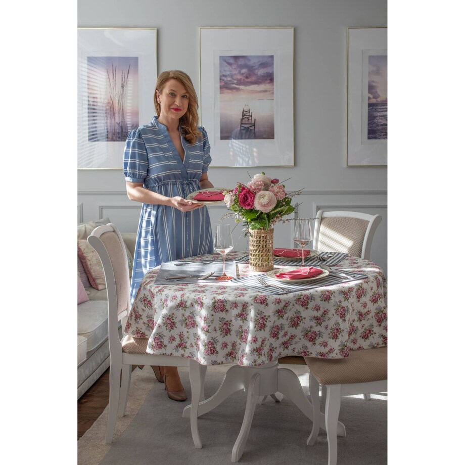 Obrus Rose Garden okrągły - Średnica ok. ⌀ 160 cm