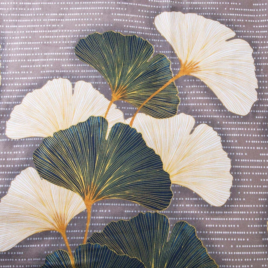 Pościel flanelowa 140x200 Solenne Dark szara, liście miłorzębu, Flanelove