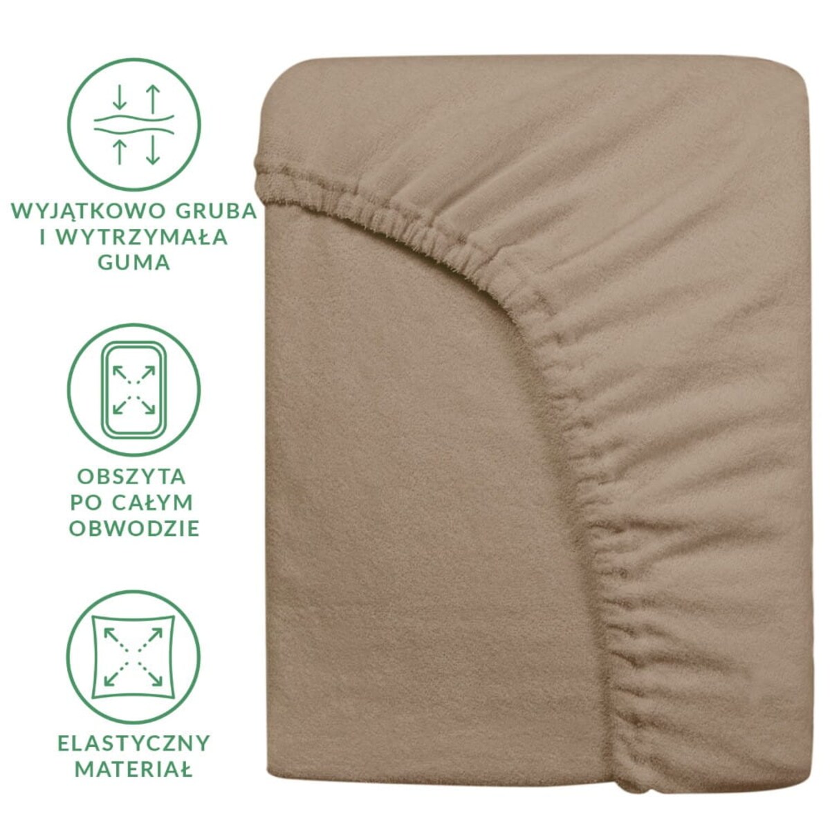 Prześcieradło frotte z gumką 140x200 kolor kakao