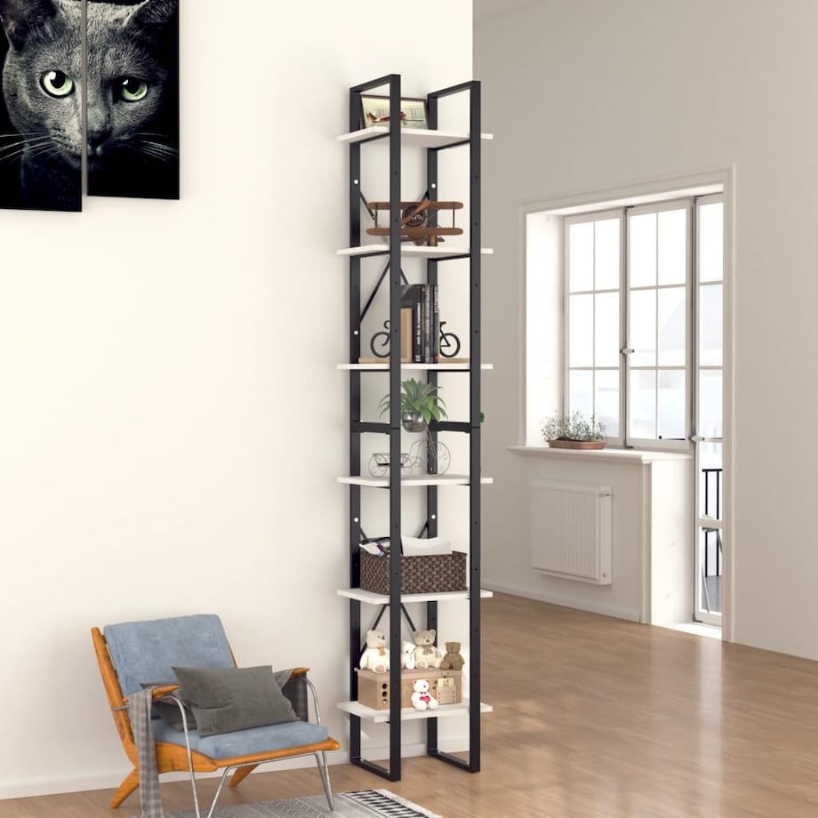 vidaXL Regał na książki, biały, 40x30x210 cm, materiał drewnopochodny