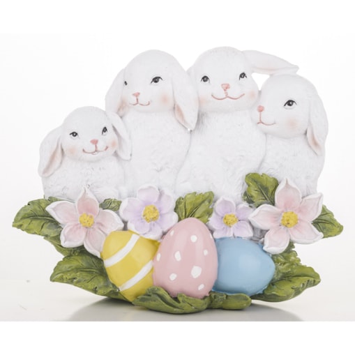 Dekoracja - 4 wesołe króliczki z pisankami 14,5x19x6 cm
