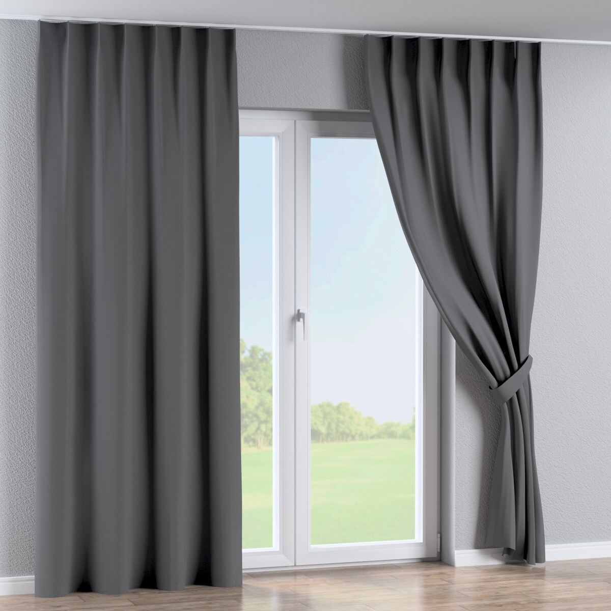 Zasłona na haczykach flex pojedynczych 130x260 grafitowy