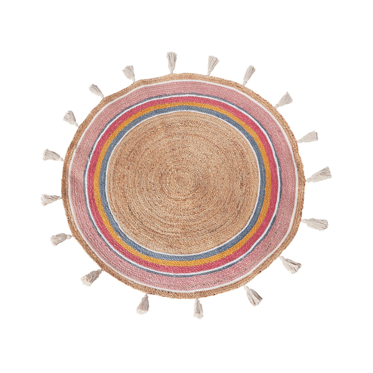 Dywan okrągły z juty 120 cm wielokolorowy ZANAVI