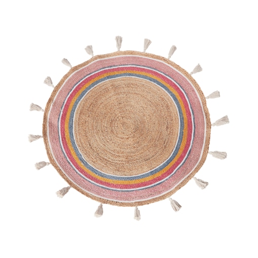 Dywan okrągły z juty 120 cm wielokolorowy ZANAVI