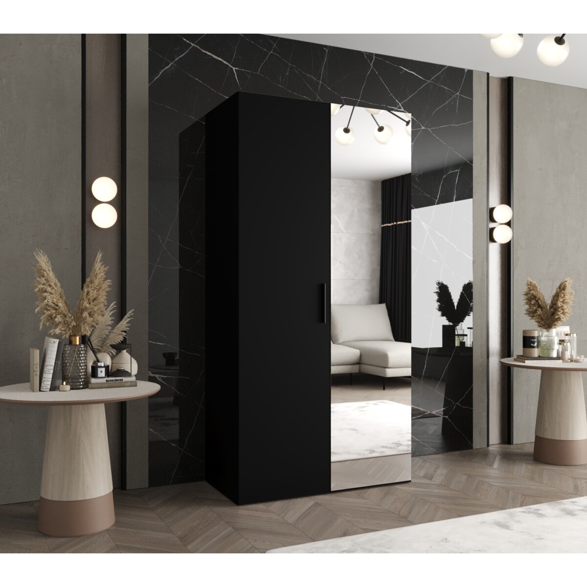 Szafa uchylna otwierana BARI 2 100 wys. 202 cm Czarny + u. Czarny