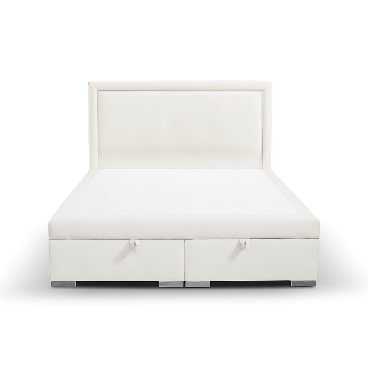 Łóżko tapicerowane SALMA 200x200 z pojemnikiem, Kremowy, tkanina Megan 351