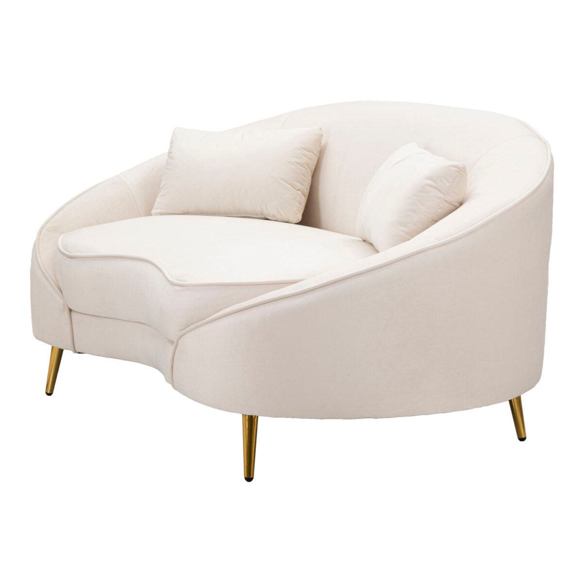 Sofa Oslo, kolor kremowy i złoty, poliester, drewno eukaliptusowe i metal, 148 x 84 x 68 cm, do salonu, Mauro Ferretti
