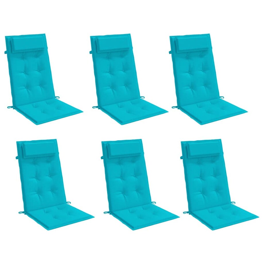 vidaXL Poduszki na krzesła z wysokim oparciem, 6 szt., turkusowe