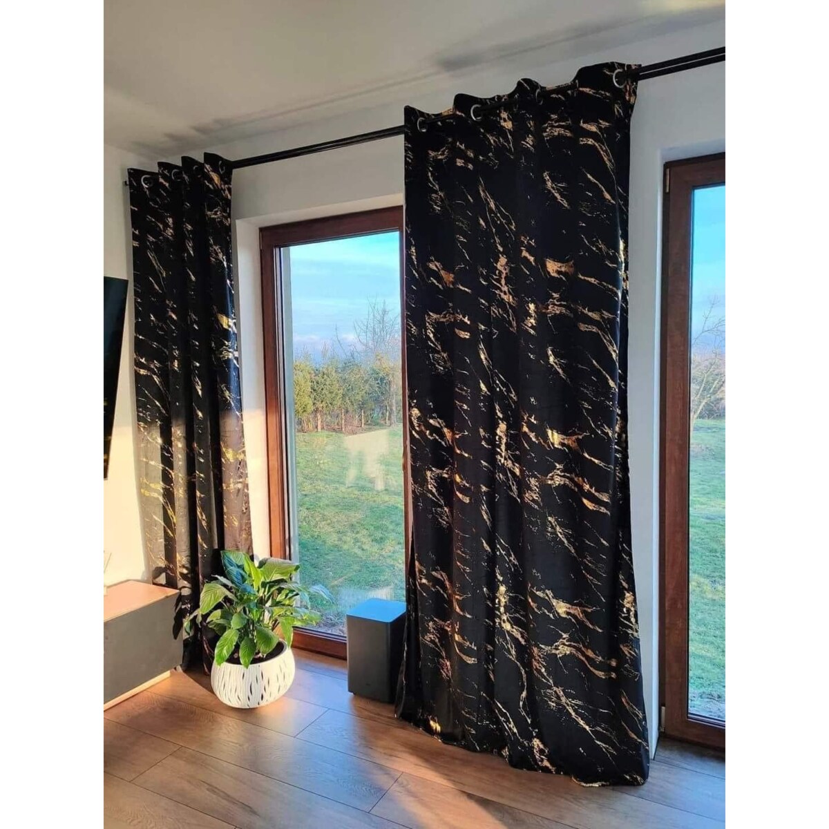 zasłona welurowa "marmur" 140x250 cm czarny