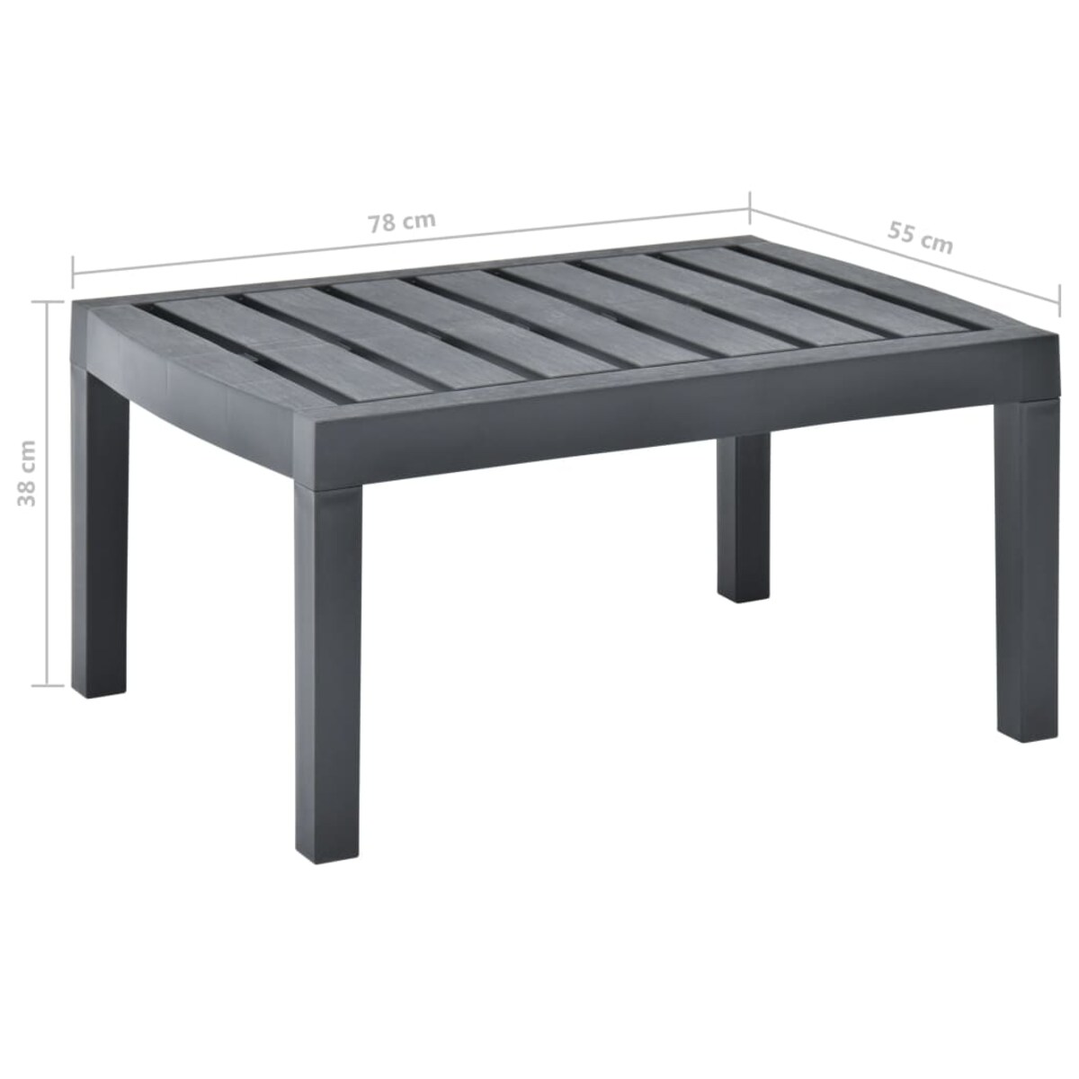 vidaXL Stolik ogrodowy, antracytowy, 78x55x38 cm, plastikowy