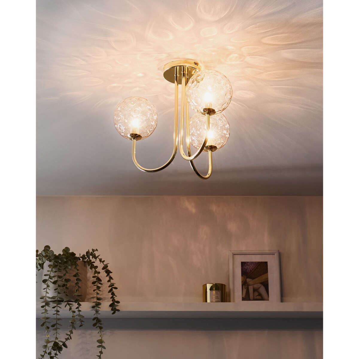 Lampa 3-punktowa szklana beżowa ANADYR