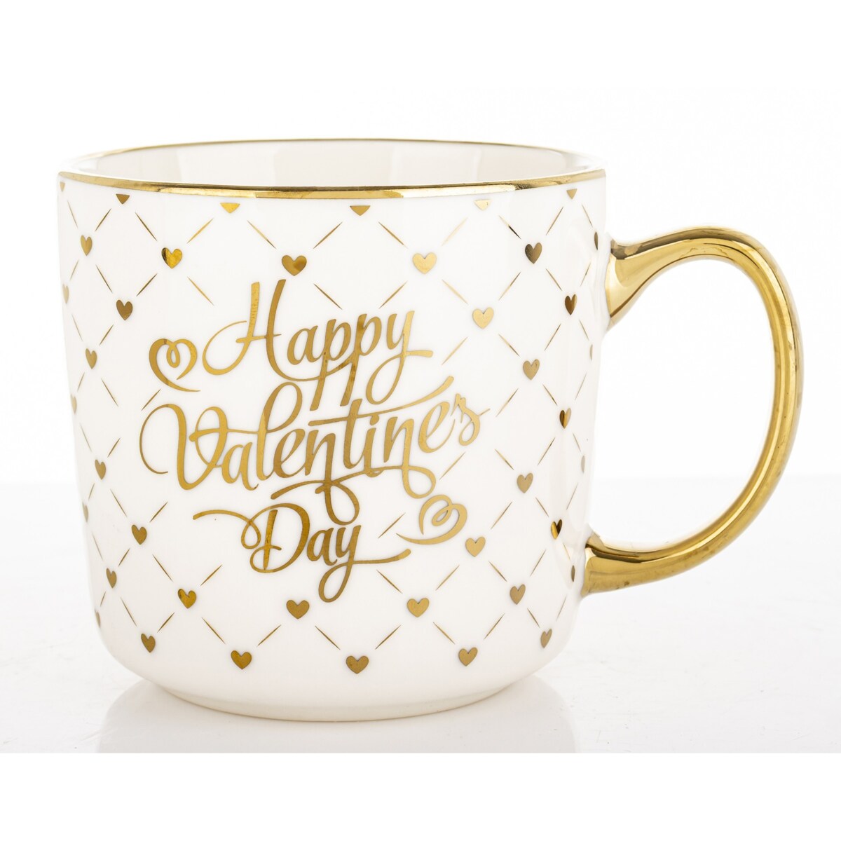 Kubek porcelanowy 385 ml biało-złoty 9x12,5x9 cm VALENTINES DAY