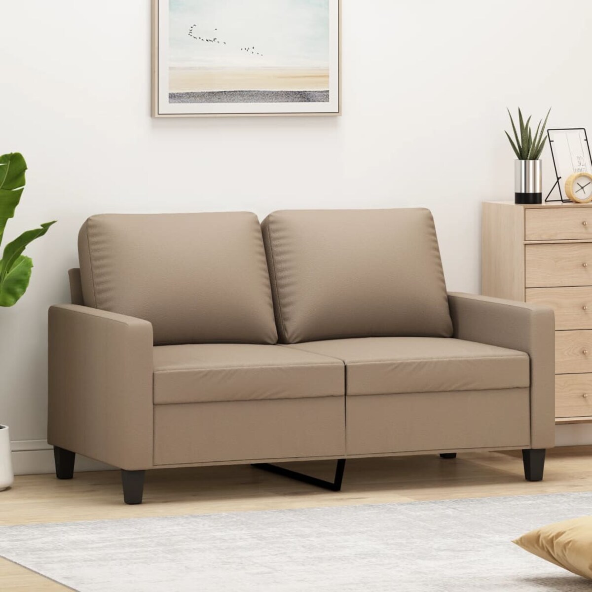 vidaXL 2-osobowa sofa, kolor cappuccino, 120 cm, sztuczna skóra