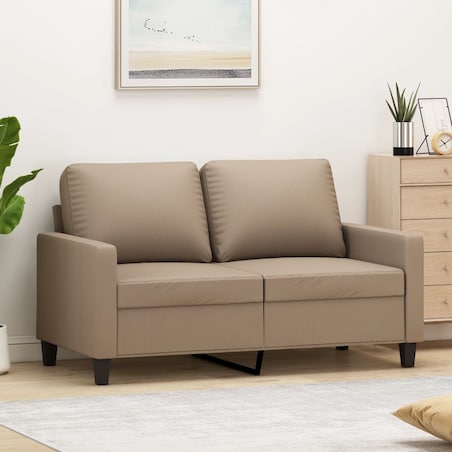 vidaXL 2-osobowa sofa, kolor cappuccino, 120 cm, sztuczna skóra