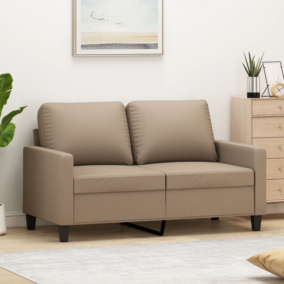 vidaXL 2-osobowa sofa, kolor cappuccino, 120 cm, sztuczna skóra