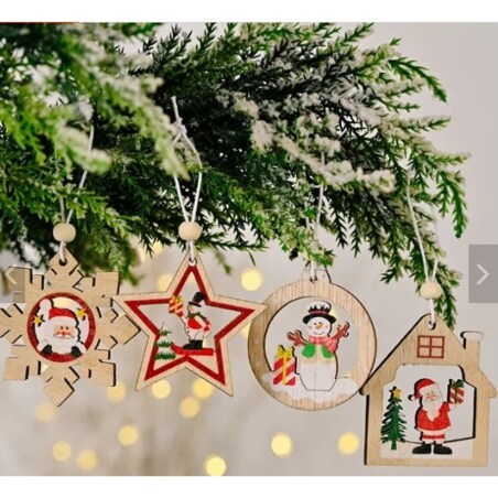 Bombki Na Choinkę Drewniane Ozdoba Stroik 12Szt