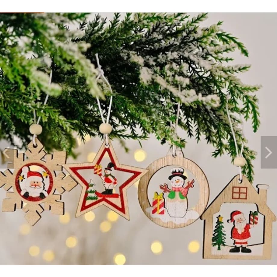 Bombki Na Choinkę Drewniane Ozdoba Stroik 12Szt