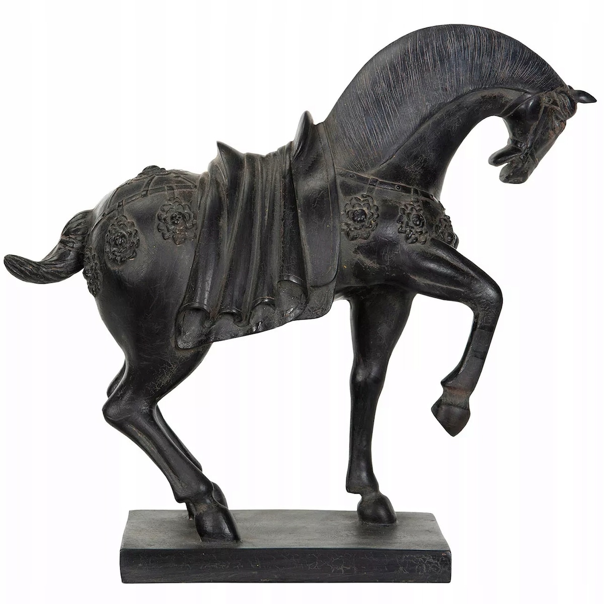 FIGURKA KONIA KOŃ CZARNY dekoracyjna do salonu sypialni imitacja 36cm