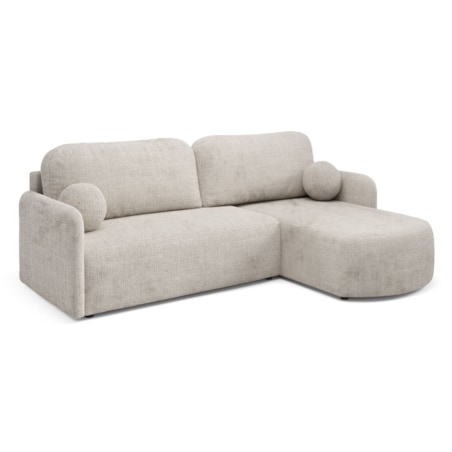 Nowoczesny Narożnik BON z funkcją spania, obity tkanina Cremona, beżowy