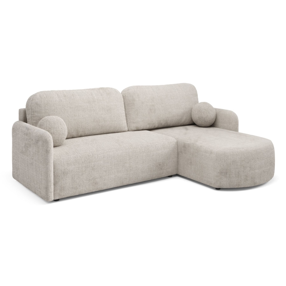 Nowoczesny Narożnik BON z funkcją spania, obity tkanina Cremona, beżowy