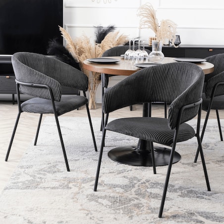 Krzesło Tapicerowane TINKA Czarne Sztruksowe Nowoczesne Loft