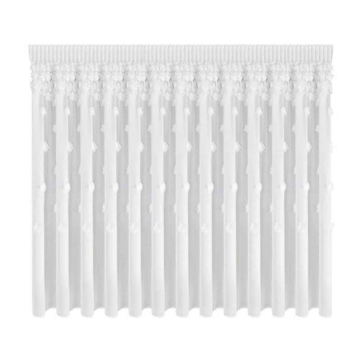 firana "french roses" z aplikacją 3d róże 300x140 taśma | biała