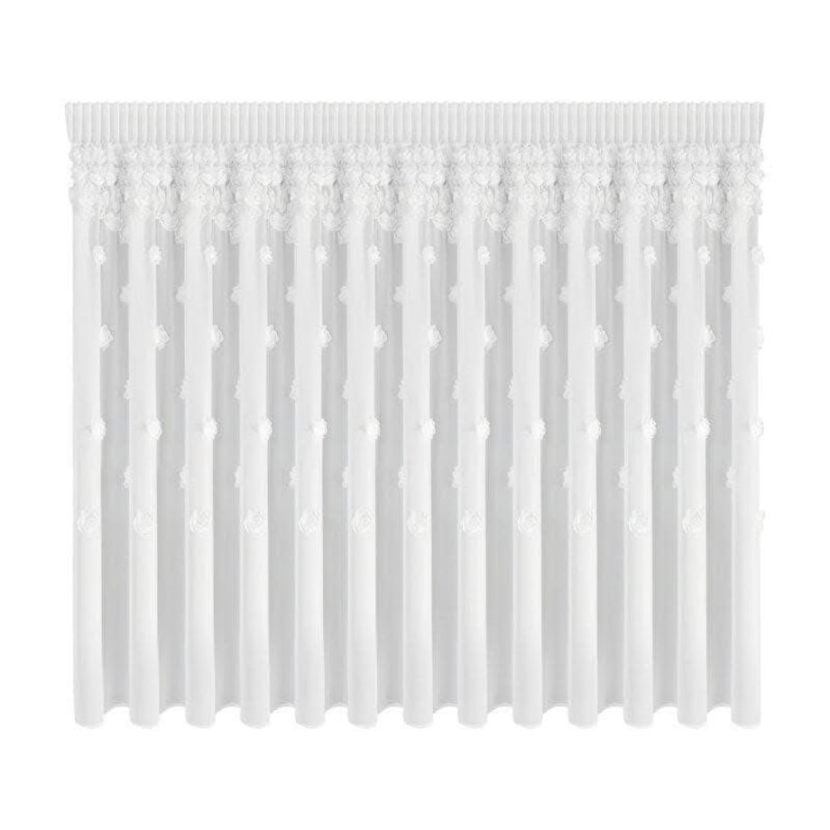 firana "french roses" z aplikacją 3d róże 300x140 taśma | biała