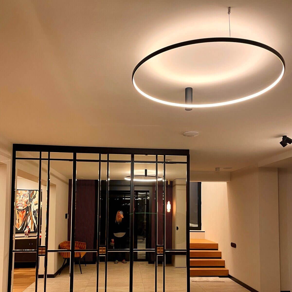 Plafon lampa sufitowa RING LP-909/1C 4L BK Light Prestige LED 50W 4000K metalowa oprawa okrągła pierścień czarny