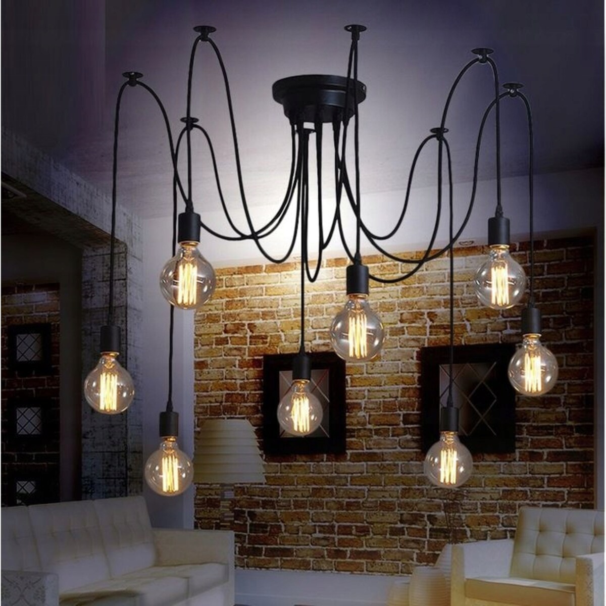 Lampa Sufitowa Wisząca Żyrandol Pająk 10 E27 Black