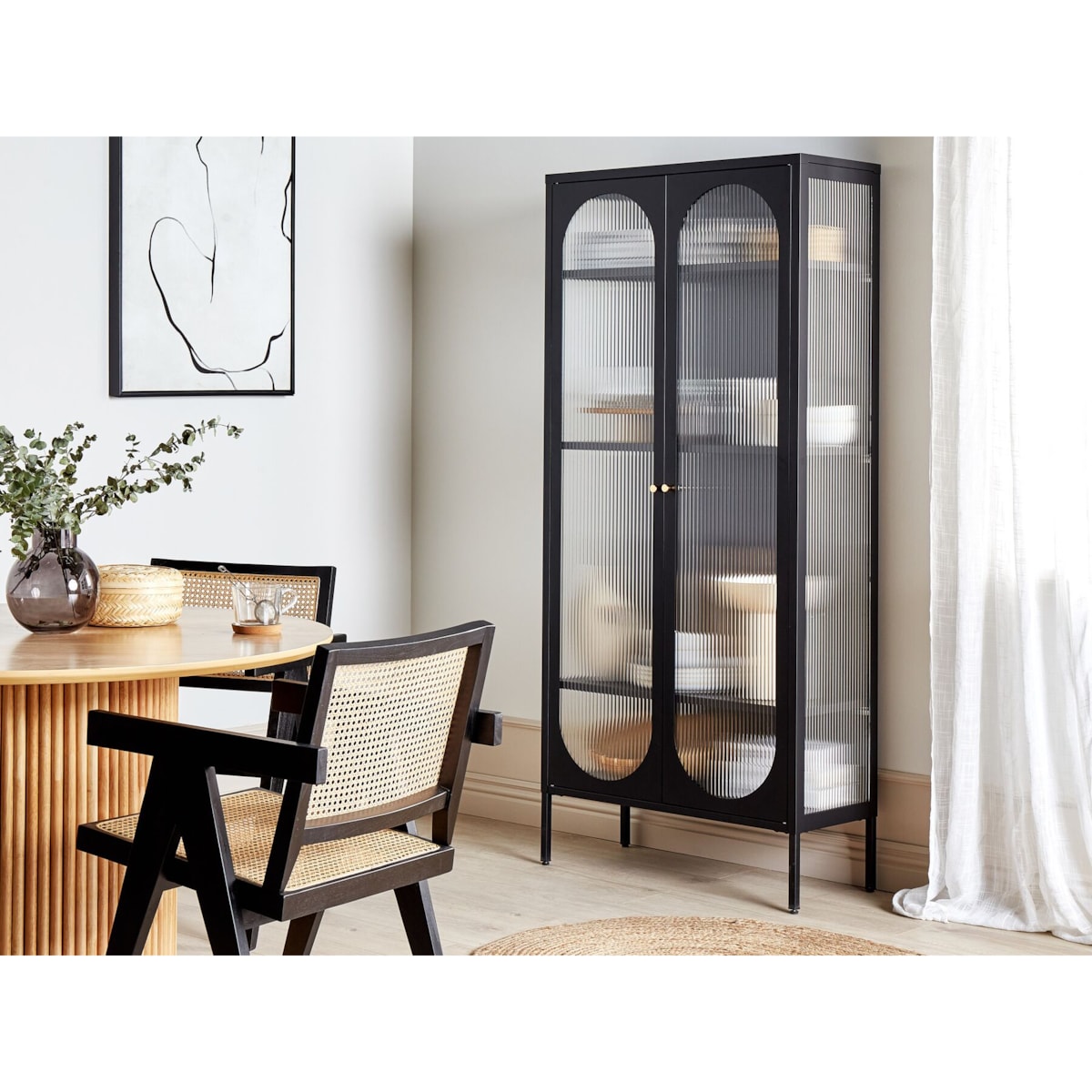 Witryna dwudrzwiowa metalowa czarna FOXTON