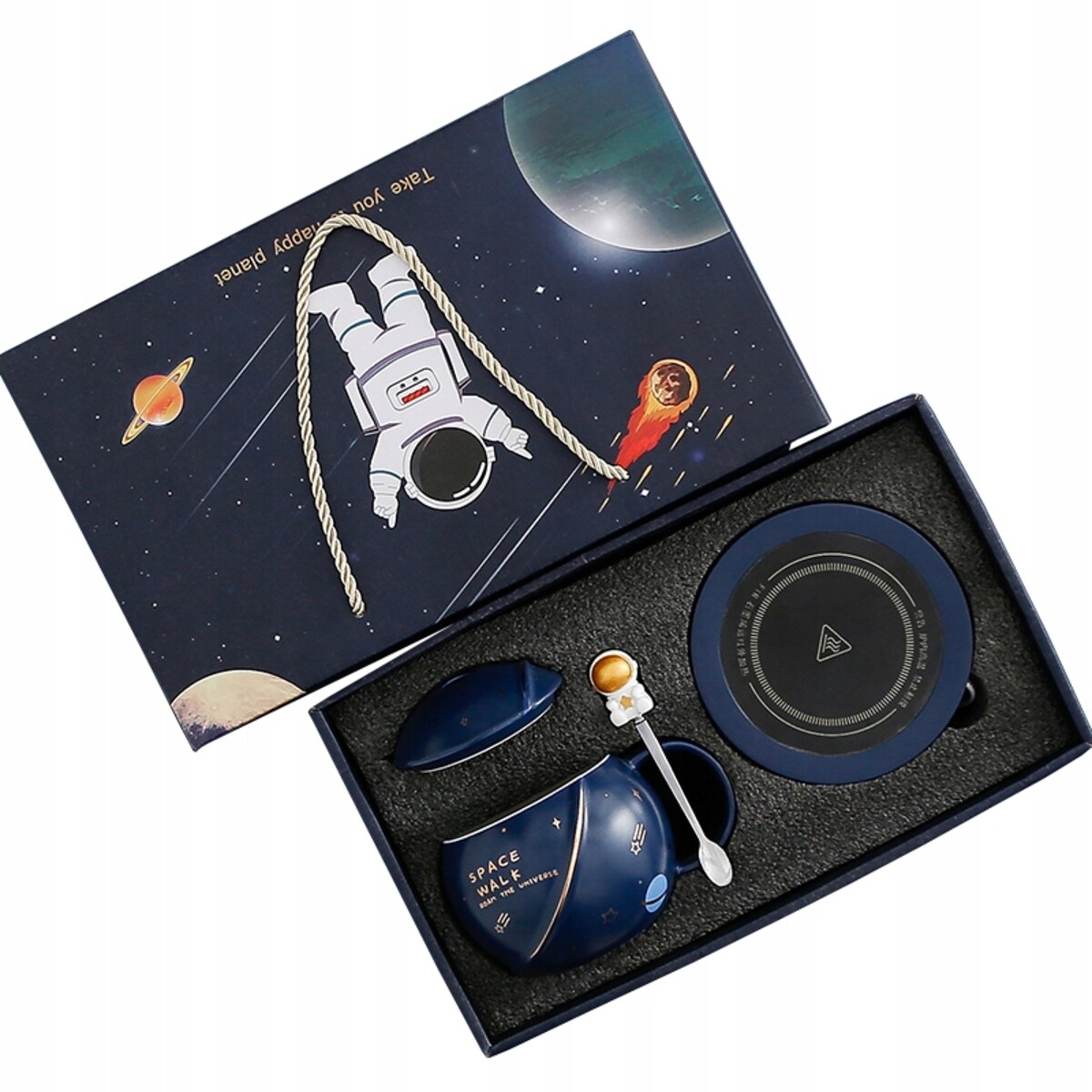 ZESTAW KUBEK Z PODGRZEWACZEM + Łyżka + Kabel USB PREZENT KUBEK ŚWIĄTECZNY