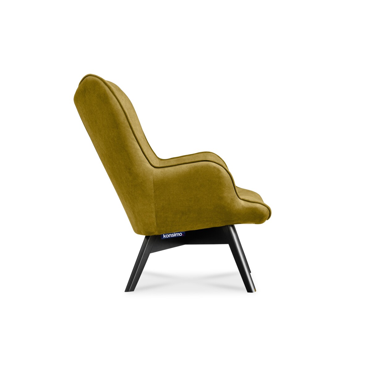 KONSIMO GLORI Fotel relaksacyjny welurowy z pikowaniem w jasnym odcieniu żółci