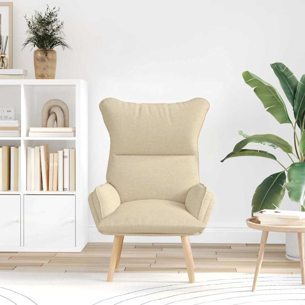 vidaXL Fotel relaksacyjny Kremowy 69 x 74 x 93 cm tkanina