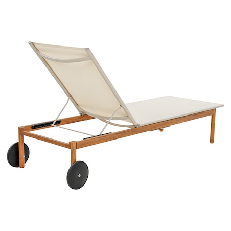 Leżak ogrodowy z aluminium składany Na taras balkon Wygodny regulowany beż