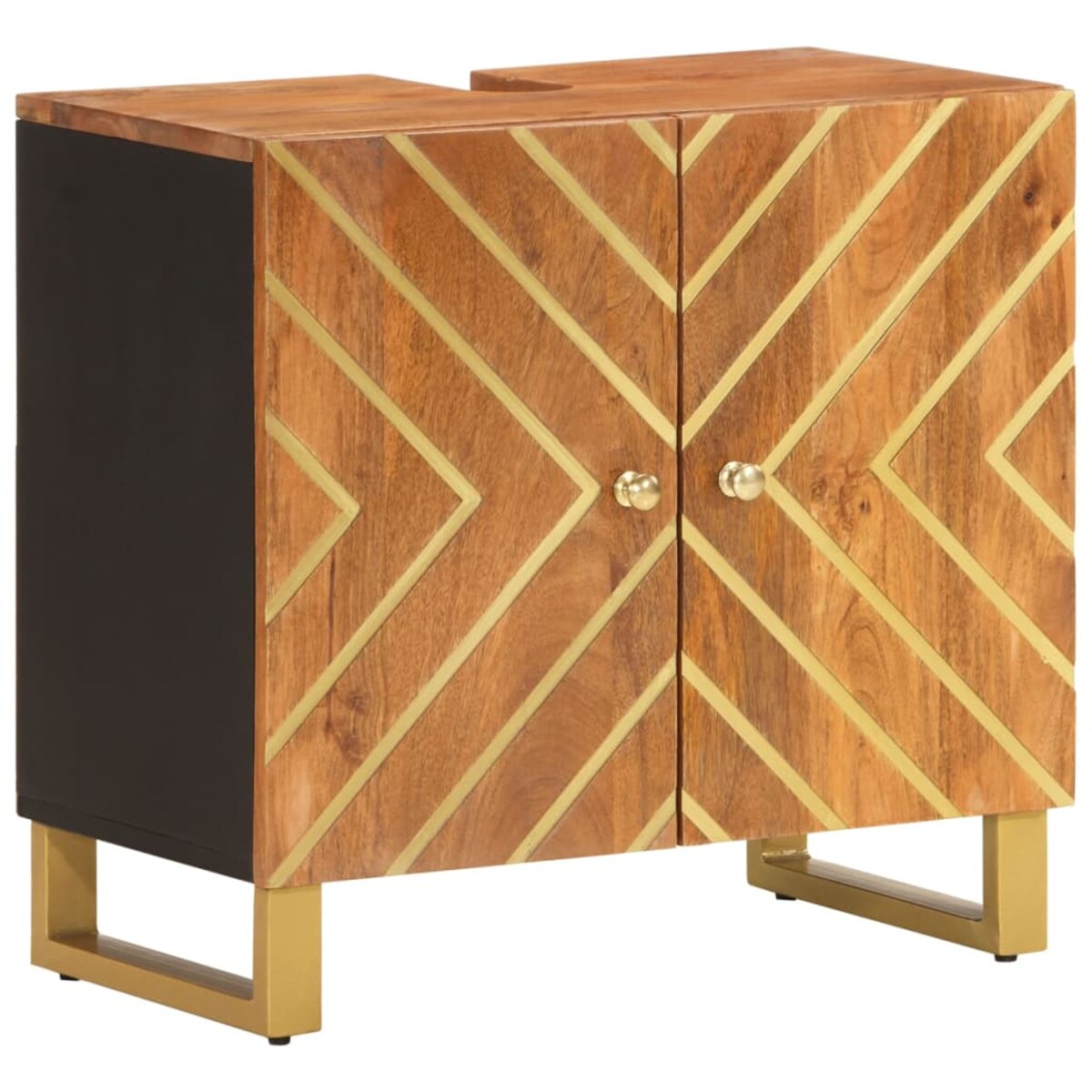 vidaXL 2-cz. zestaw mebli łazienkowych, brązowo-czarny, drewno mango