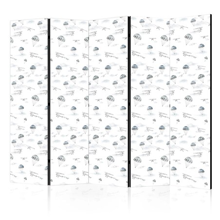 Parawan dwustronny Dla dzieci 225x172 cm 5-częściowy czarny