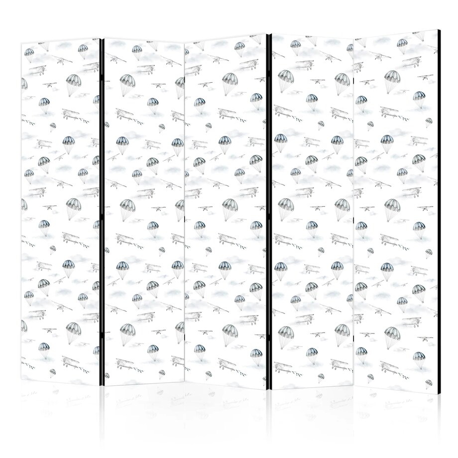 Parawan dwustronny Dla dzieci 225x172 cm 5-częściowy czarny