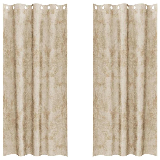 vidaXL Zasłona z zasłonami 2 pcs Kremowy 245 x 140 cm Aksamit