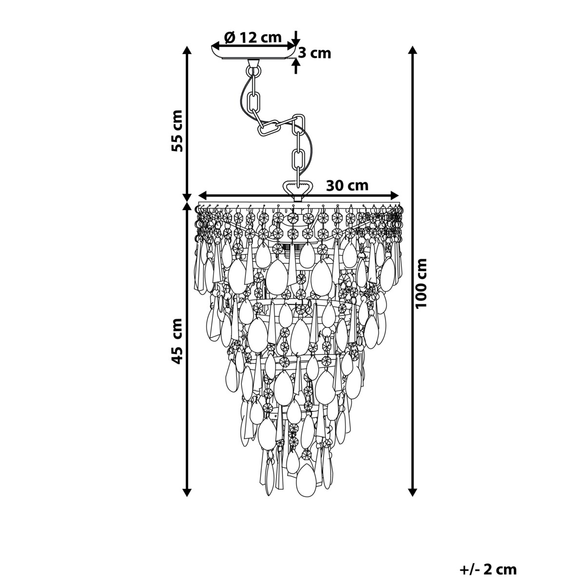 Żyrandol z akrylowymi kryształkami srebrny ENTWASH