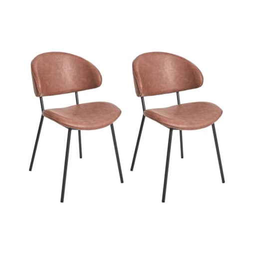 Krzesło do jadalni Zestaw 2 Skóra ekologiczna Brązowy KIANA
