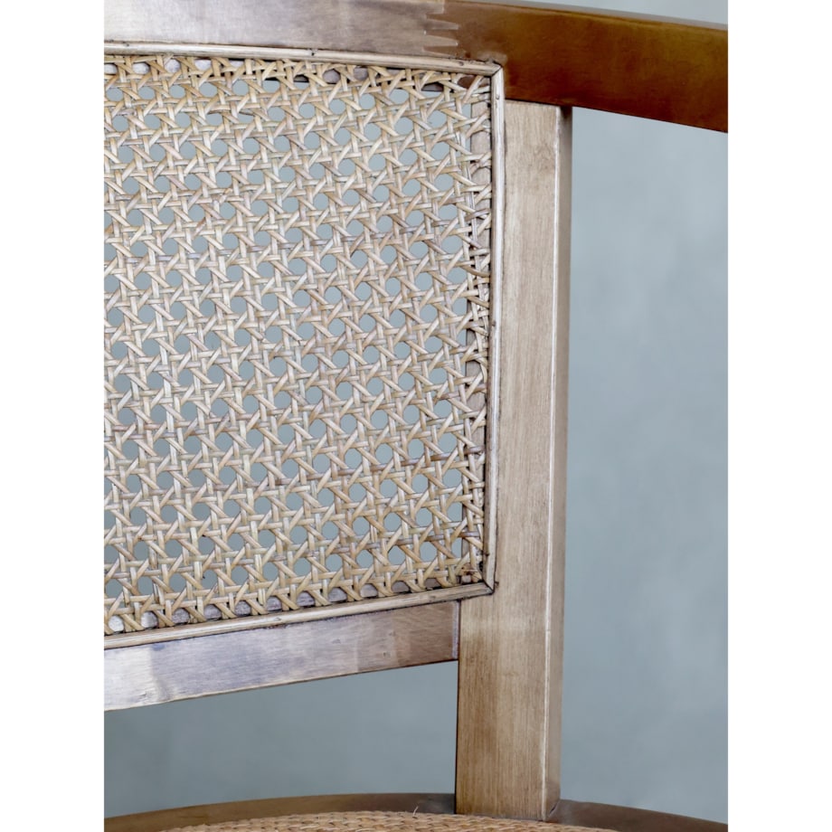 Krzesło biurowe retro z podłokietnikami i plecionką wiedeńską