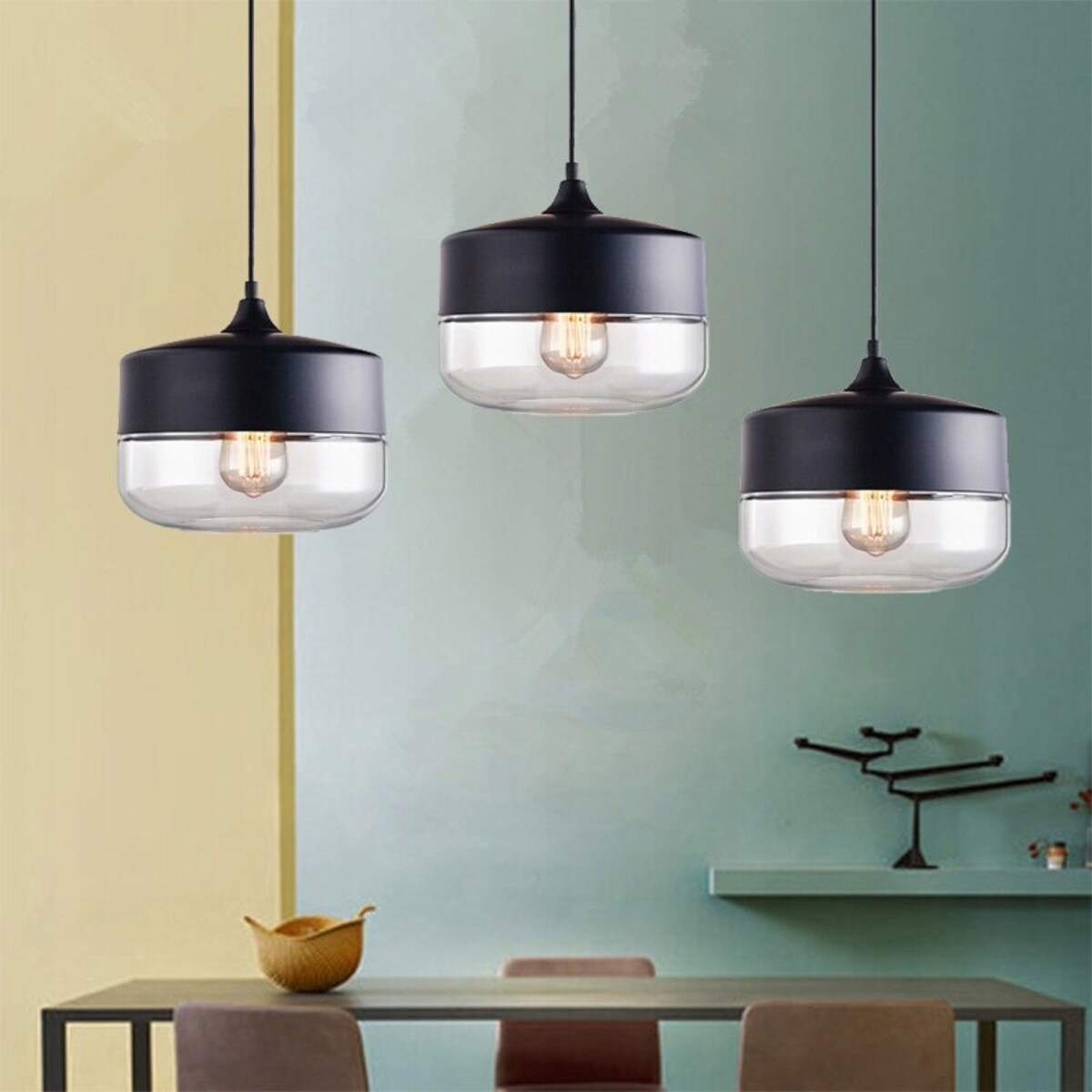 Lampa Wisząca Szklana Loft Industrial Zenit Black