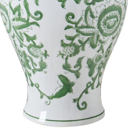 Wazon z pokrywką MONDRAGON Porcelana 37 cm Biały/ zielony