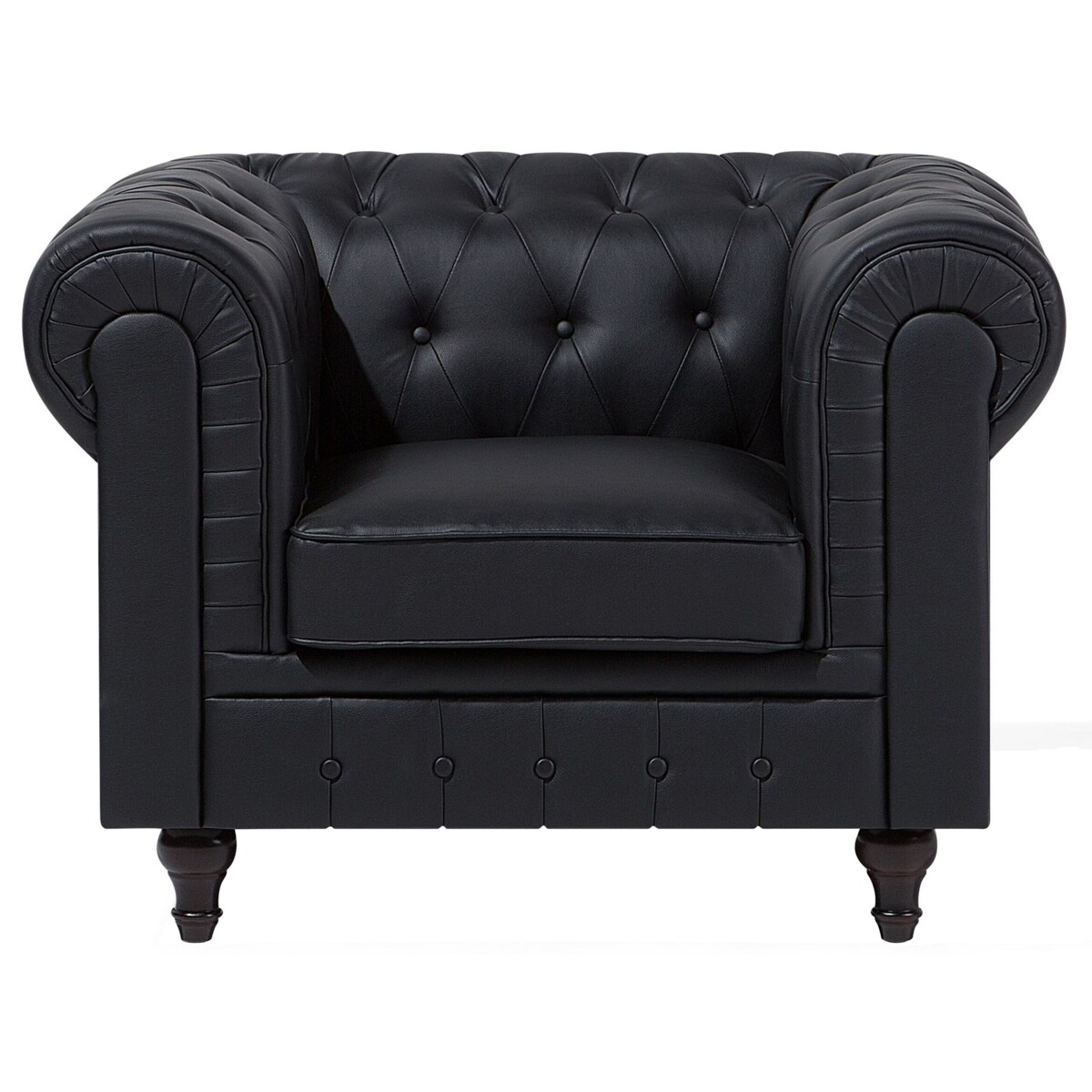 Fotel ekoskóra duży czarny CHESTERFIELD