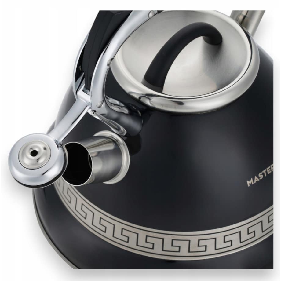 Duży Czarny Tradycyjny Czajnik Z Gwizdkiem Stalowy 3L Na Indukcję Gaz