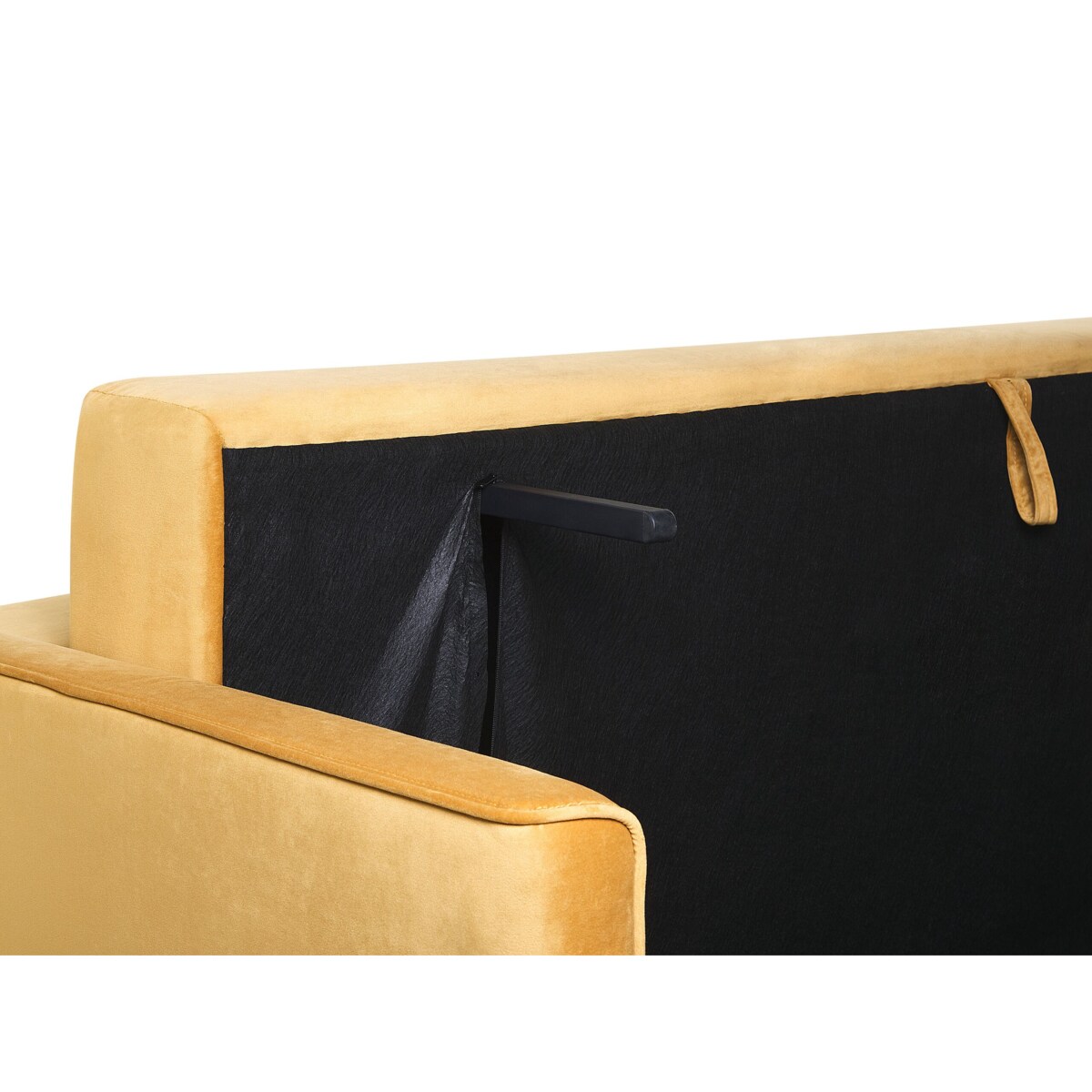 Sofa rozkładana welurowa żółta EKSJO