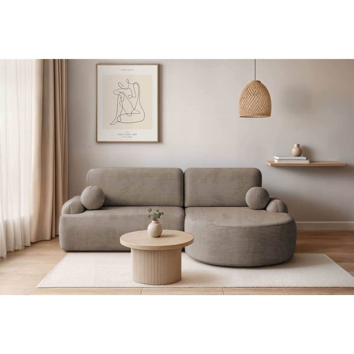 Zaokrąglony narożnik CLEO II z funkcją spania, wersja prawa, Poso 02