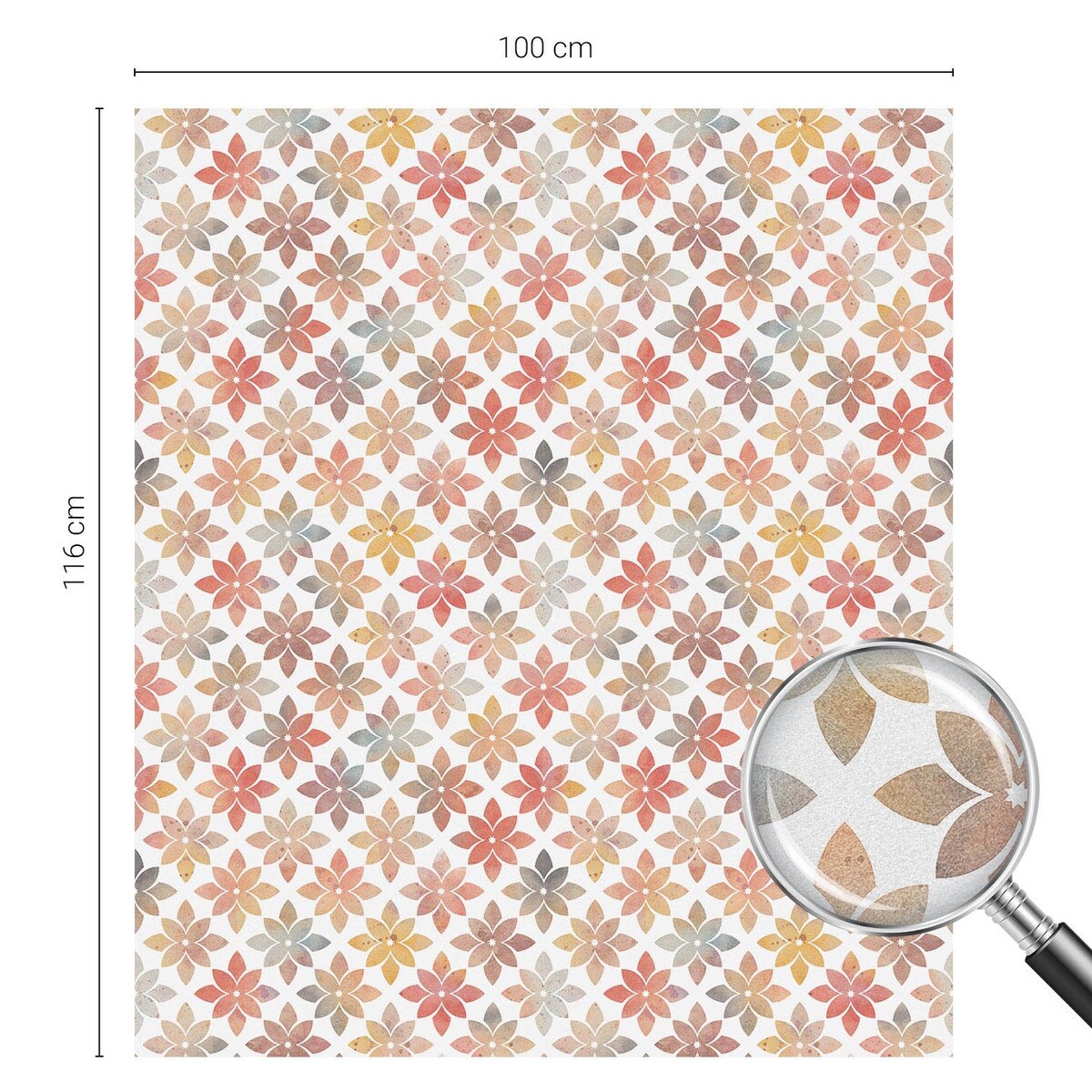 Okleina na okno dekoracyjna - Kolorowe kwiaty na białym tle - 100x116 cm